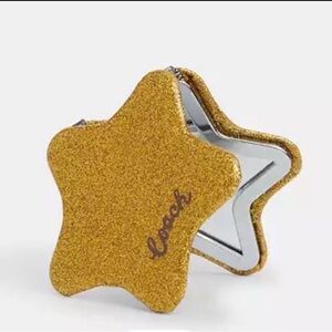 NWT COACH Star Shaped Dual Sided Glitter Compact Makeup Mirror
